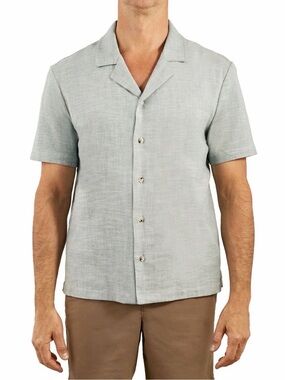 Sperry Mens Green Textured Knit Button Down Camp Short Sleeve Shirt Size XL NWT